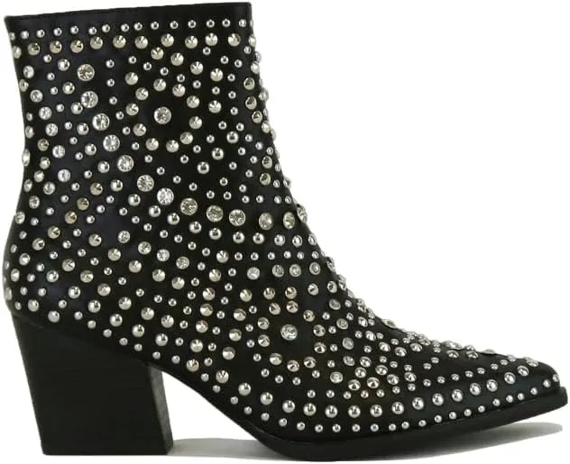 Women's Studded Ankle Boots Western Rhinestones Booties Cowgirl Boots Pointed Toe Boots Cowboy Boots