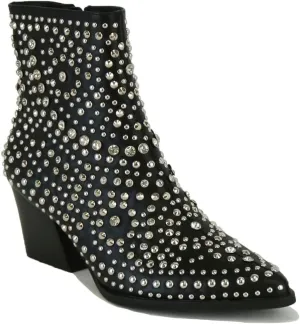 Women's Studded Ankle Boots Western Rhinestones Booties Cowgirl Boots Pointed Toe Boots Cowboy Boots