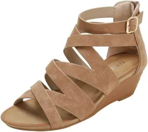 Women's Summer Wedge Sandals Gladiator Rhinestone High Heel Breathable Beach Sandals Roman Open Toe Casual Dress Sandals