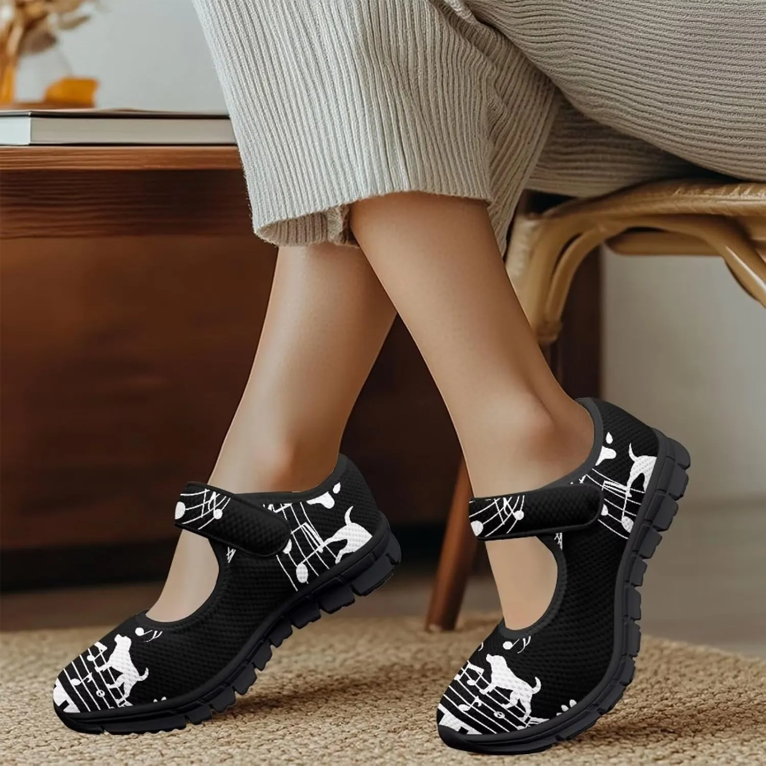 Women's Sunflower Print Mary Jane Sneaker Shoes Casual Lightweight Breathable Sneaker