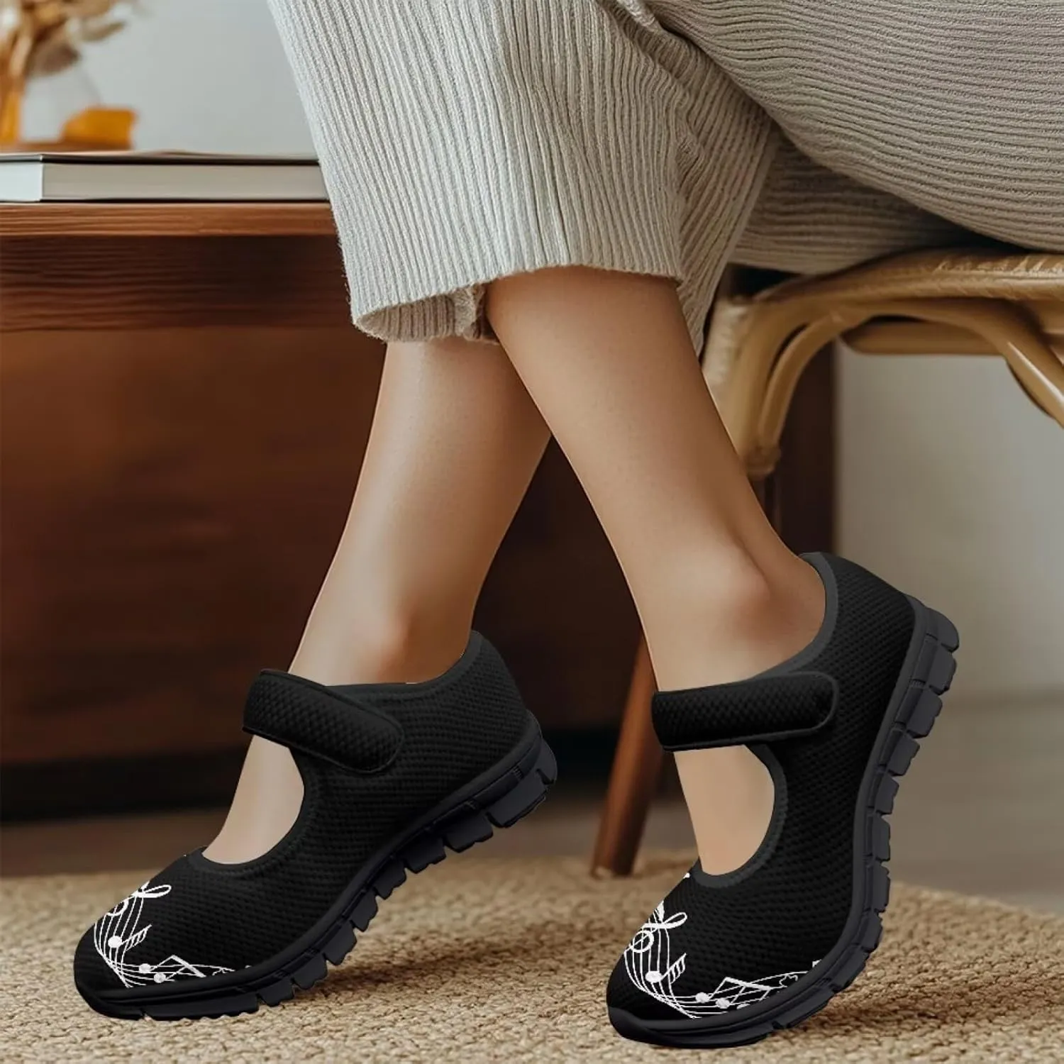 Women's Sunflower Print Mary Jane Sneaker Shoes Casual Lightweight Breathable Sneaker