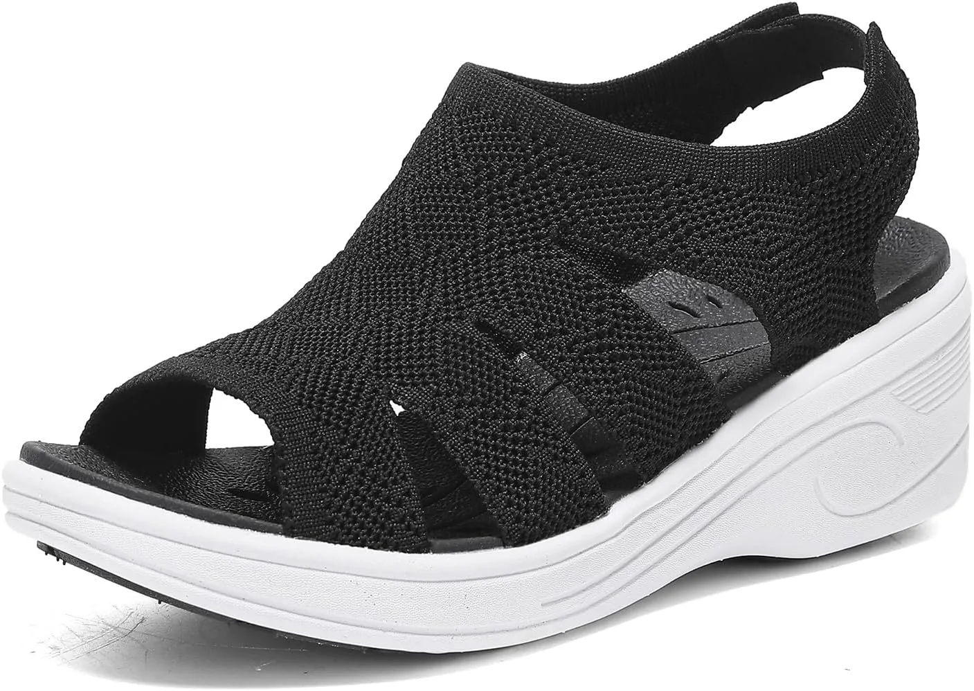 Womens Wedge Sandals Platform Walking Sandals Open Toe Ankle Elastic Strap Casual Comfortable Summer Dressy