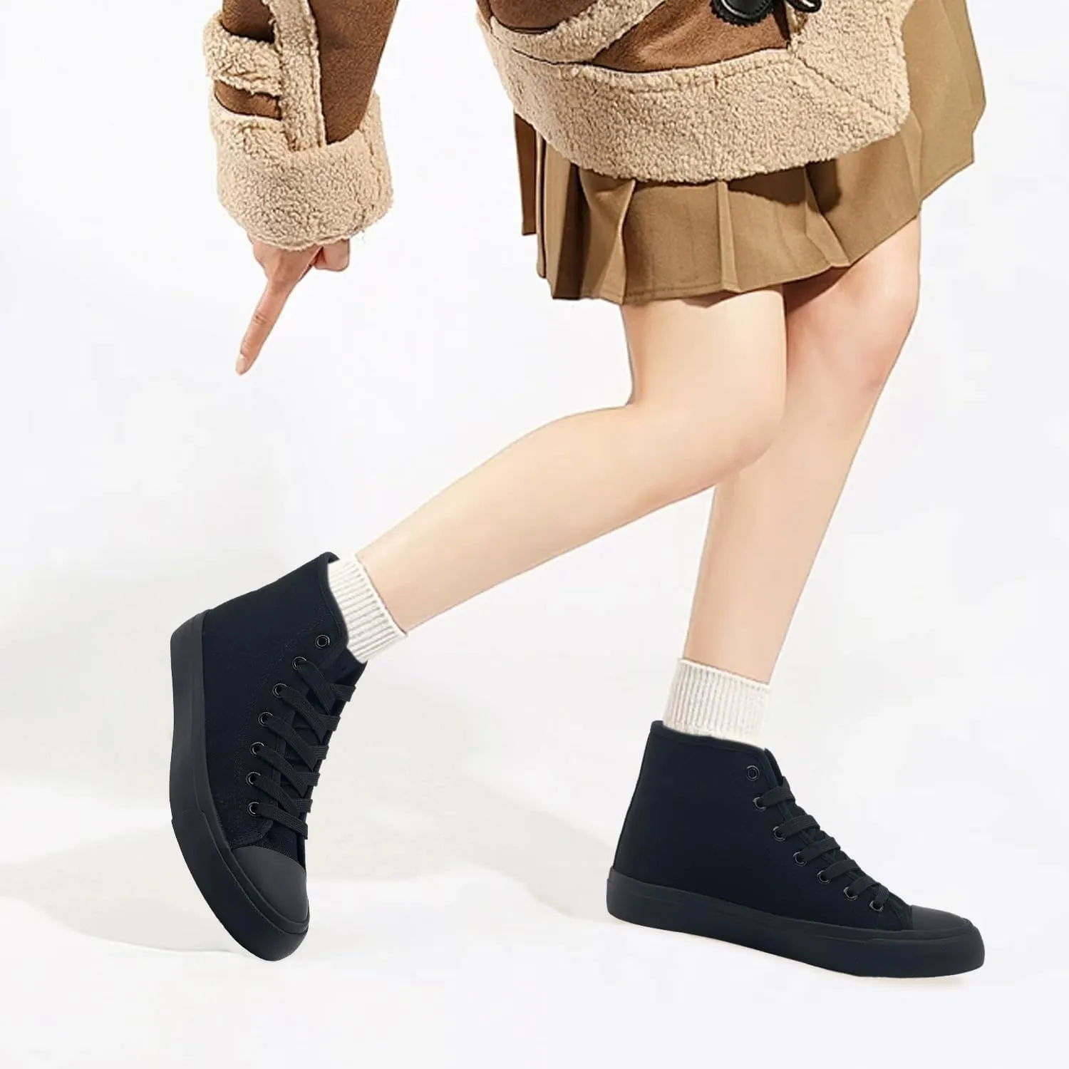 Womens Winter Snow Boots High Top Warm Canvas with Fur Lined Ankle Winter Sneakers