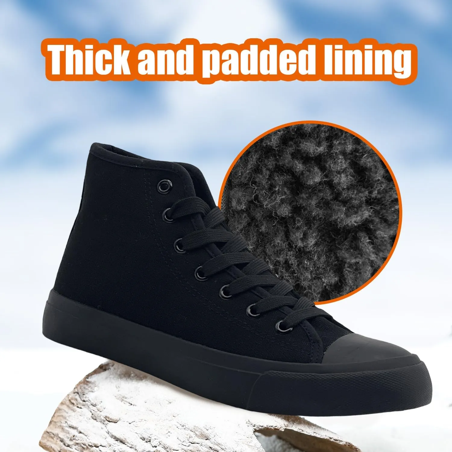 Womens Winter Snow Boots High Top Warm Canvas with Fur Lined Ankle Winter Sneakers