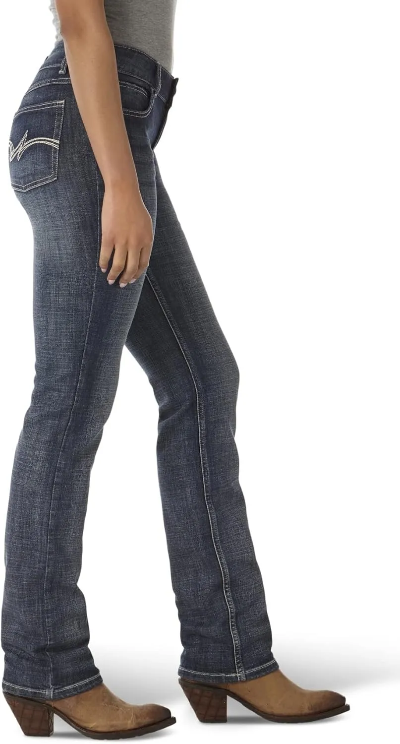 Wrangler Women's Western Mid Rise Stretch Straight Leg Jean