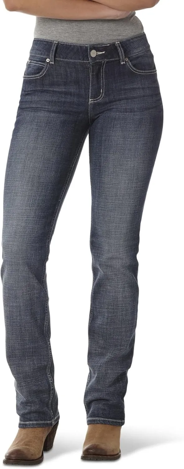 Wrangler Women's Western Mid Rise Stretch Straight Leg Jean