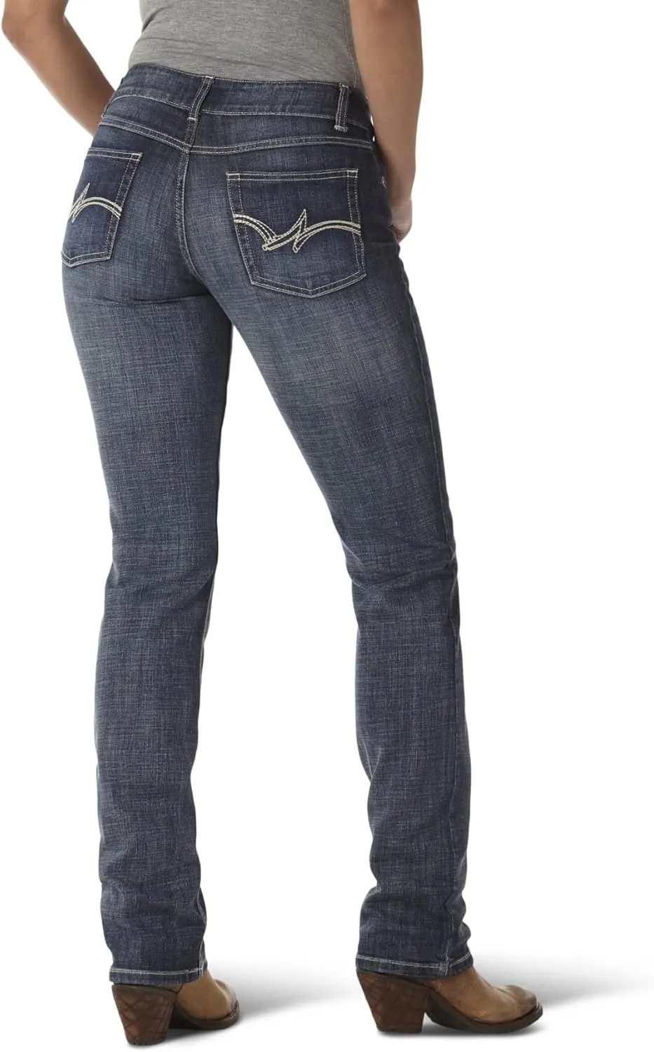 Wrangler Women's Western Mid Rise Stretch Straight Leg Jean