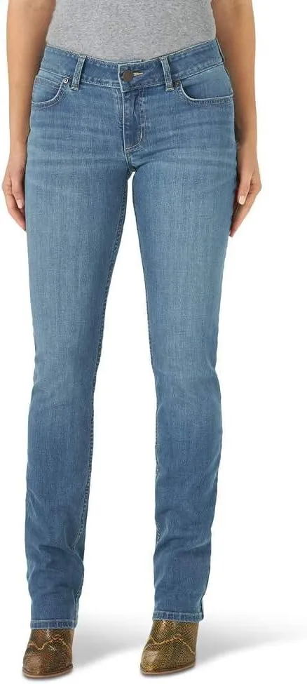 Wrangler Women's Western Mid Rise Stretch Straight Leg Jeans