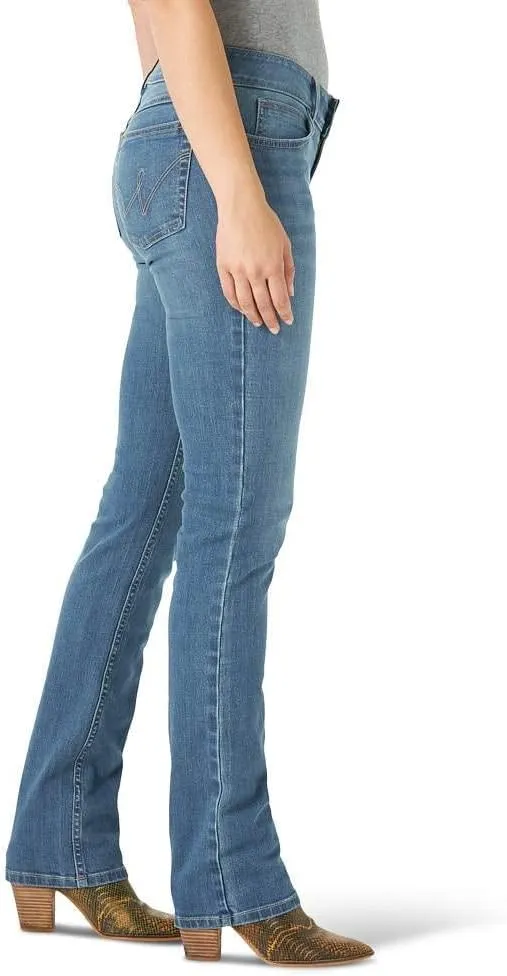 Wrangler Women's Western Mid Rise Stretch Straight Leg Jeans