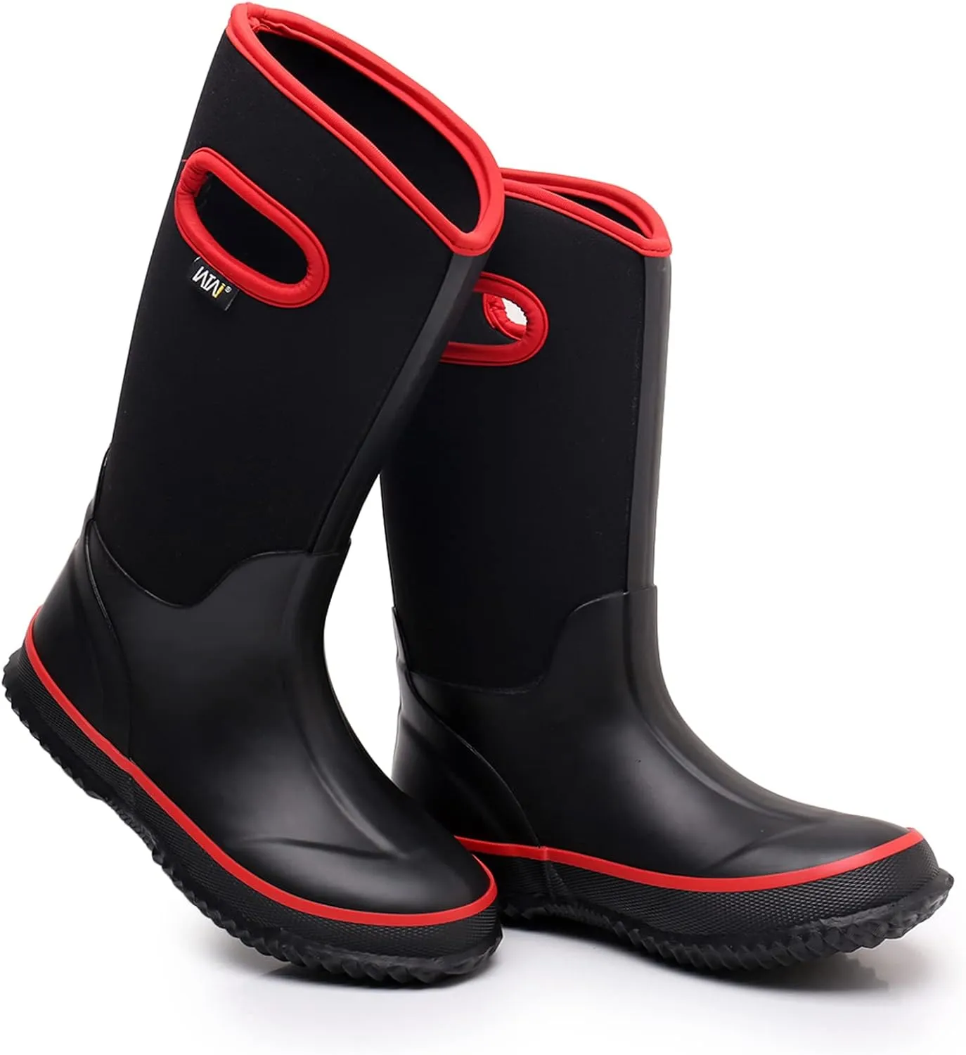WTW Kids Rubber Rain Boots - Neoprene Insulated 100% Waterproof Mid Calf Mud Boots for Boys and Girls Winter Snow Boots