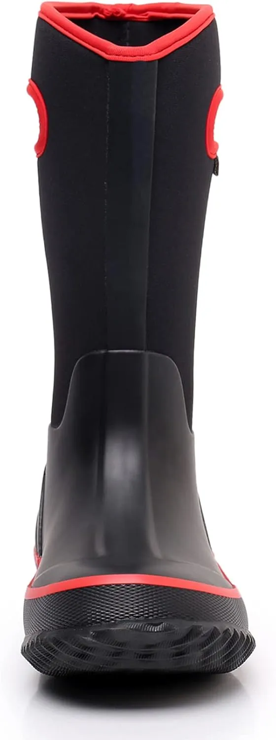 WTW Kids Rubber Rain Boots - Neoprene Insulated 100% Waterproof Mid Calf Mud Boots for Boys and Girls Winter Snow Boots