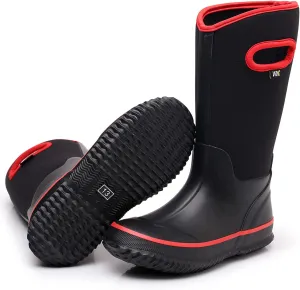 WTW Kids Rubber Rain Boots - Neoprene Insulated 100% Waterproof Mid Calf Mud Boots for Boys and Girls Winter Snow Boots