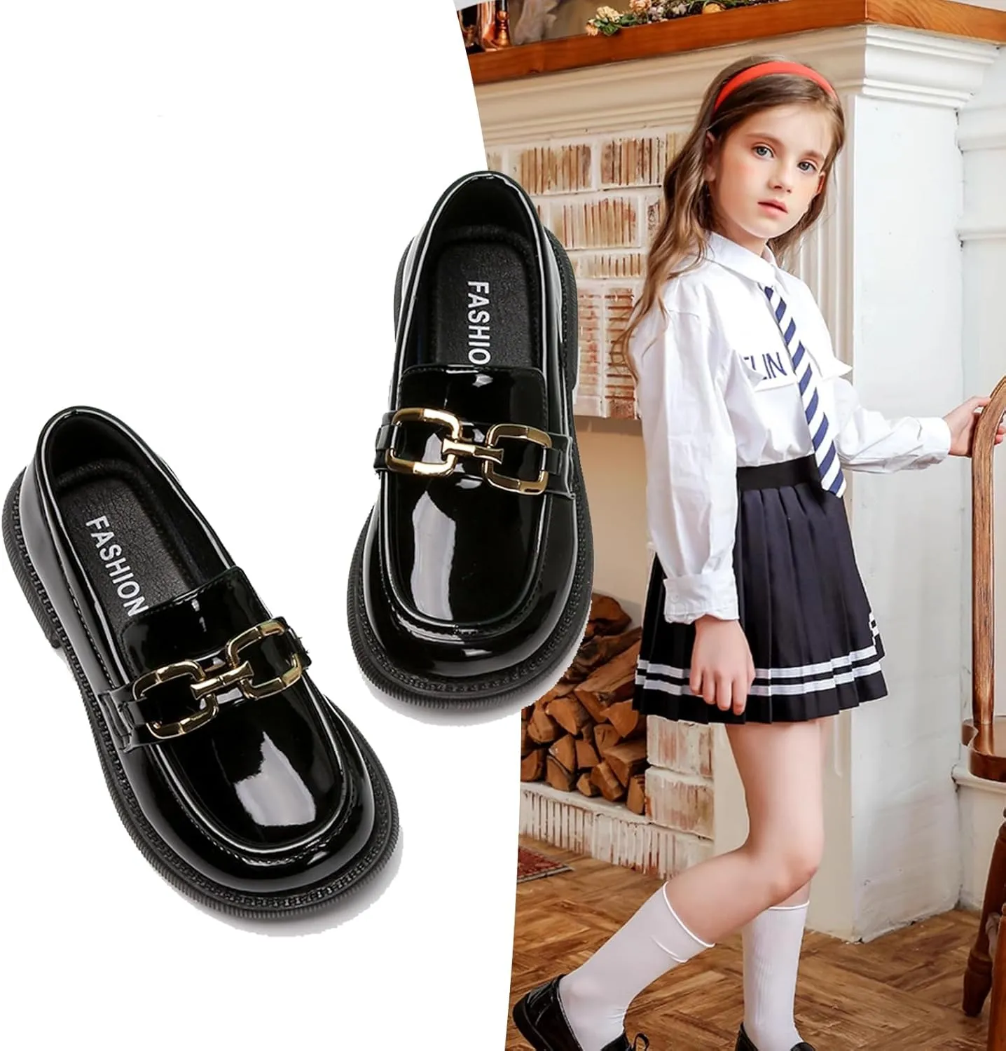 WUIWUIYUToddlers Girls Loafers Oxford Flats Casual Moccasins Slip-On School Uniform Walking Boat Dress Shoes