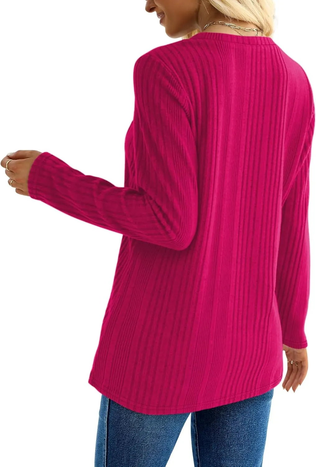 XIEERDUO Long Sleeve Tops for Women Tunics Buttons Front Slit