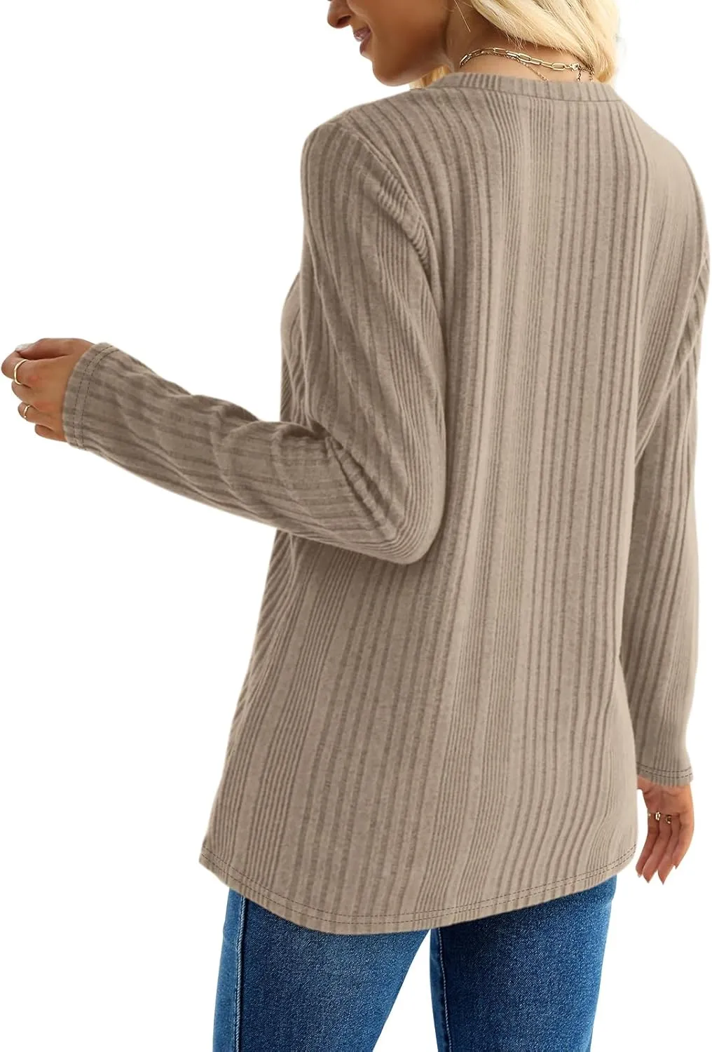 XIEERDUO Long Sleeve Tops for Women Tunics Buttons Front Slit