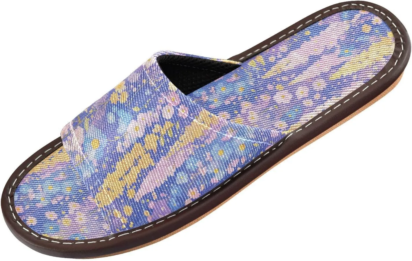 Yuiboo Beauty Colorful Flowers Men Women's Bathroom Slippers Washable Slides Sandals for Travel Home Beach