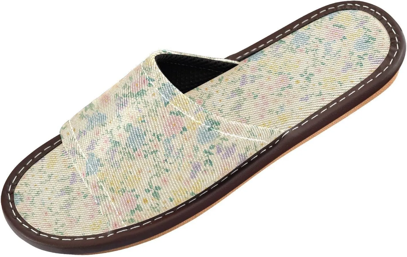 Yuiboo Beige Dianthus Flowers Women Men's Spa Slippers Washable Slides Sandals for Beach Indoor Hotel