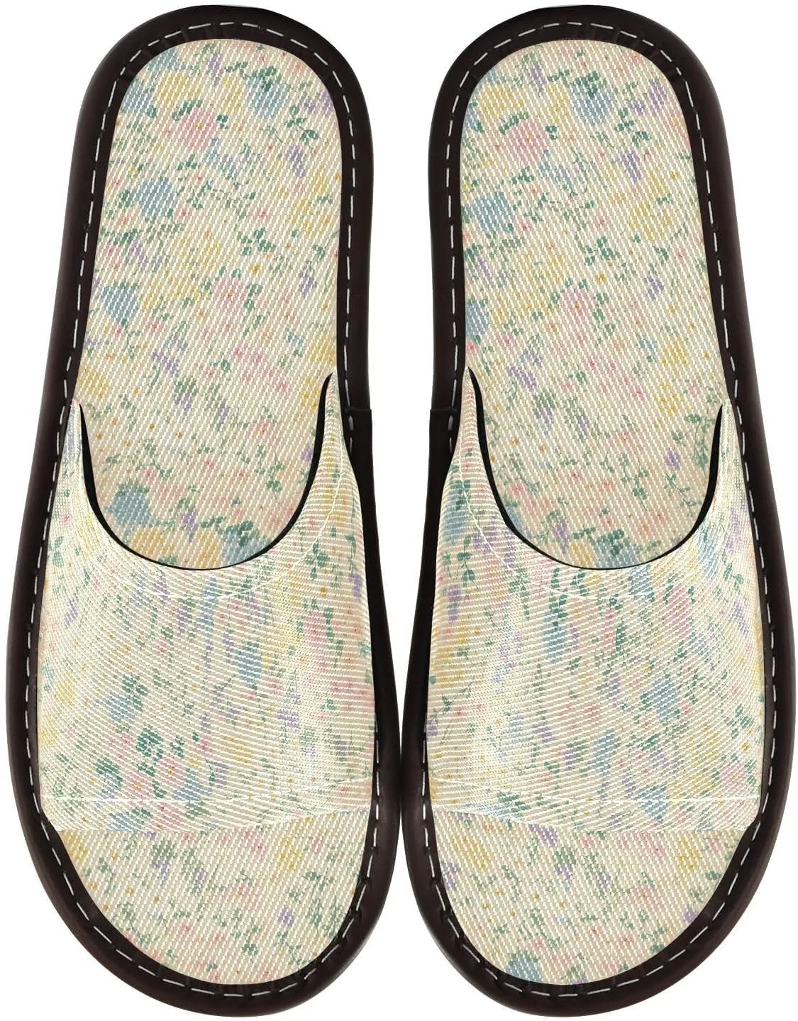 Yuiboo Beige Dianthus Flowers Women Men's Spa Slippers Washable Slides Sandals for Beach Indoor Hotel