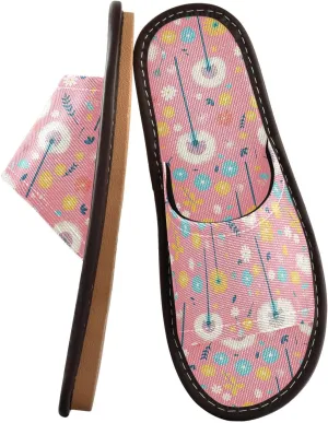 Yuiboo Dandelion Hot Pink Men Women's Bathroom Shower Slippers Breathable Non Slip Sandals for Beach Bedroom Indoor
