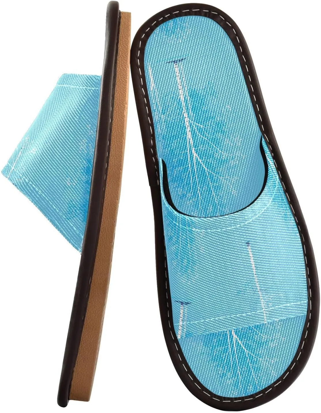 Yuiboo Huge Birches Turquoise Men Women Bathroom Slippers Washable Beach Sandals for Hotel Travel Hotel