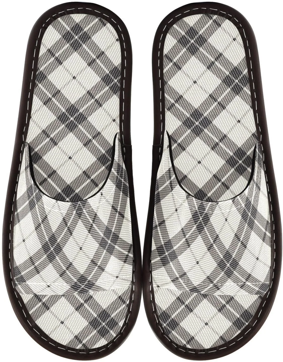 Yuiboo White Black Ginghams Men Women's Bathroom Shower Slippers Summer Beach Sandals for Indoor Beach Home