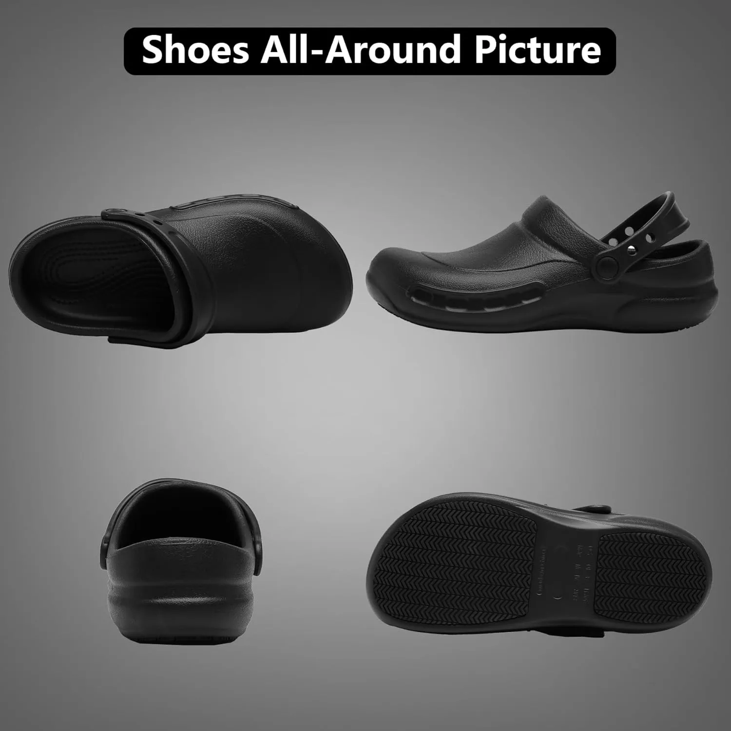 ZEENXIUYA Unisex Non Slip Work Chef Shoes Waterproof Closed Toe Kitchen Clogs Restaurante Food Service Garden Nurse Black