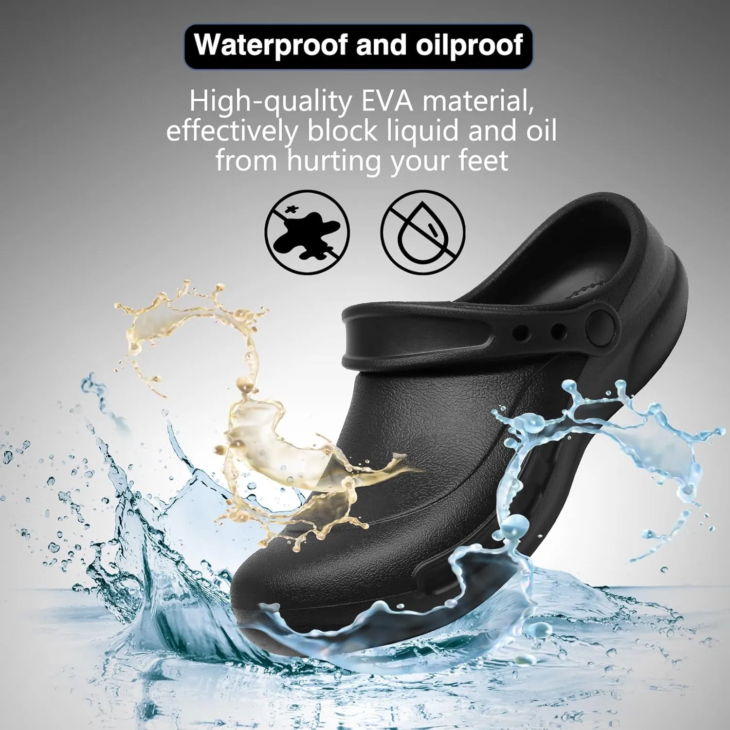 ZEENXIUYA Unisex Non Slip Work Chef Shoes Waterproof Closed Toe Kitchen Clogs Restaurante Food Service Garden Nurse Black