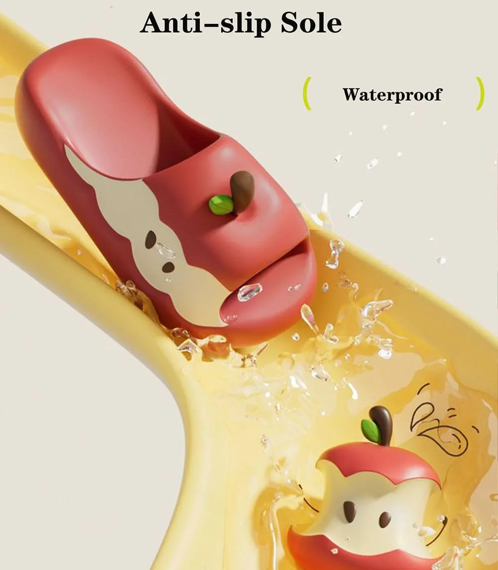 Zureto Apples Slippers Women Men, 3D Cute Cartoon Apples Shaped Fruit Slides Summer Non-Slip Shoes Beach Sandals for Womens Mens