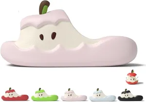 Zureto Apples Slippers Women Men, 3D Cute Cartoon Apples Shaped Fruit Slides Summer Non-Slip Shoes Beach Sandals for Womens Mens